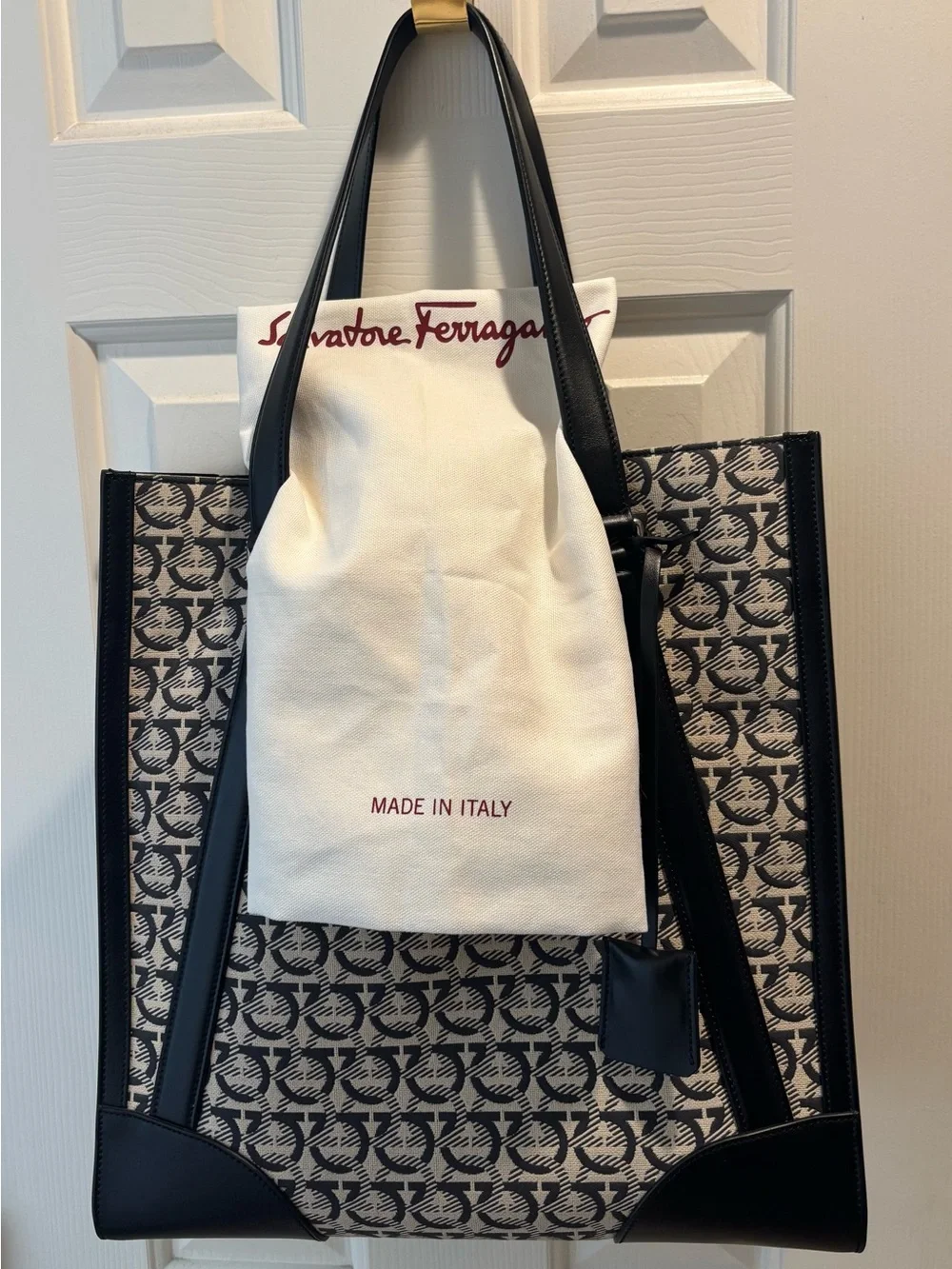 $3000. Salvatore Ferragamo Men’s/Unisex Monogram Tote Bag. Auth. Mint Condition!
